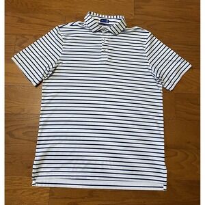 STITCH Men's Club Stripe Polo Shirt Blue Performance Golf Size M/L Debordieu